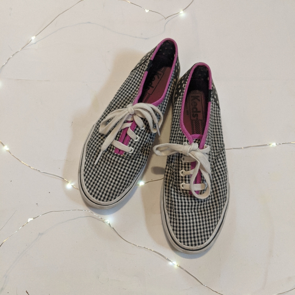 Keds Checkered Plaid Black White Sneakers Size 6